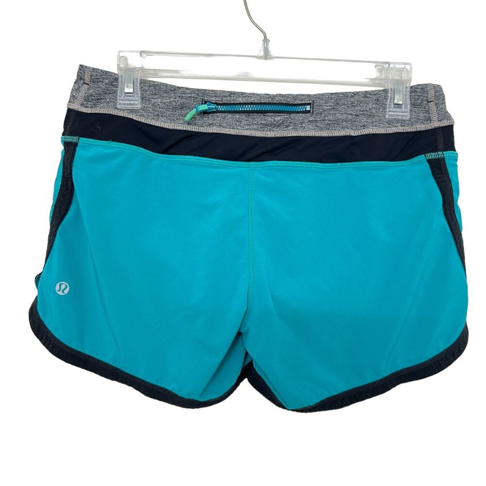 Lululemon Groovy Sea Foam Heathered Black run shorts women's size 6 - Picture 2 of 5